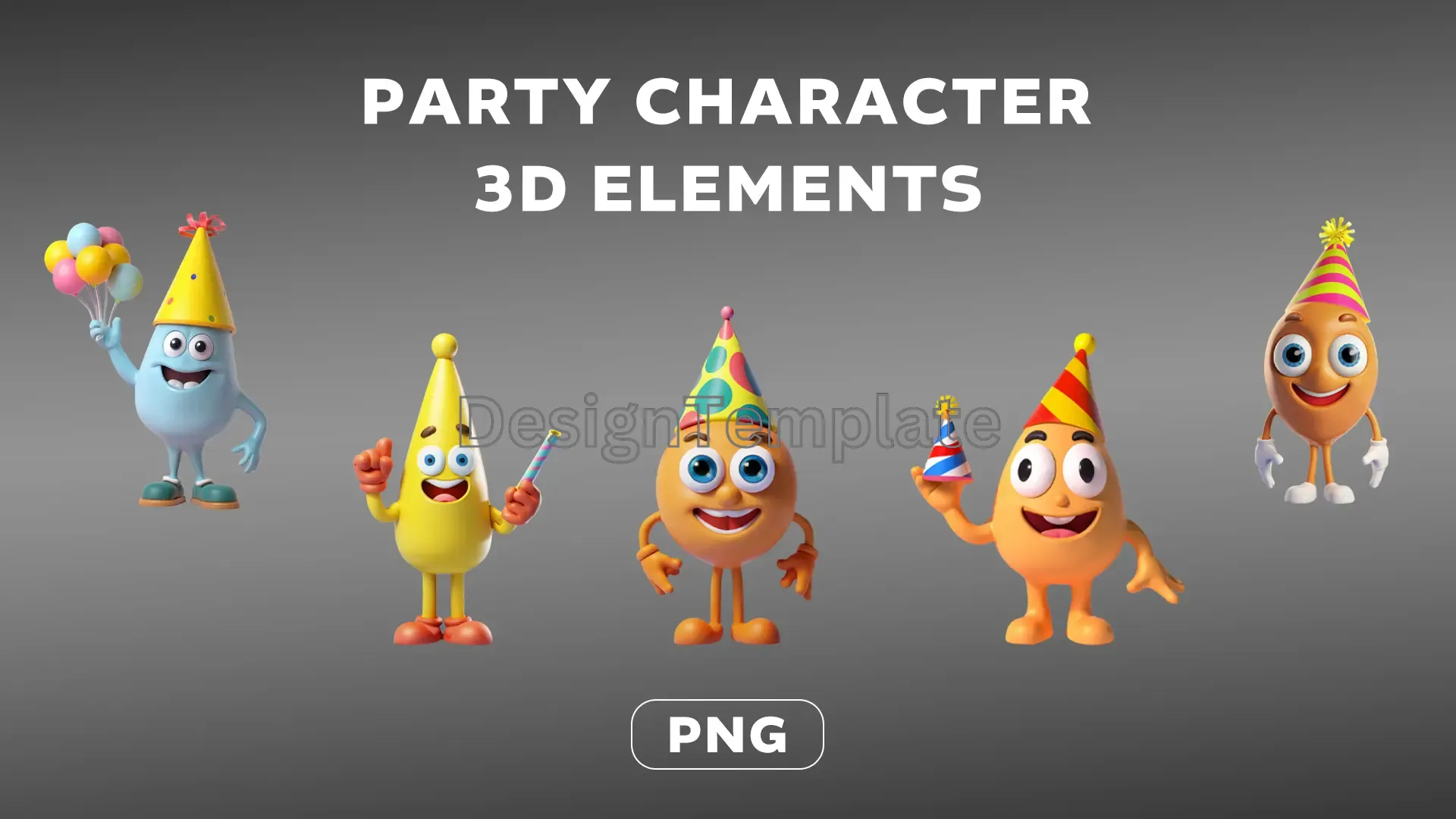 Festive Figures Party Character 3D Elements Collection image